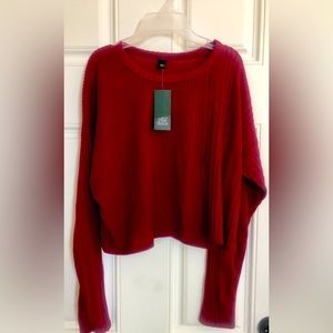 Women's Cropped Sweater Knit Long Sleeve Crewneck Soft Pullover Sweater Top